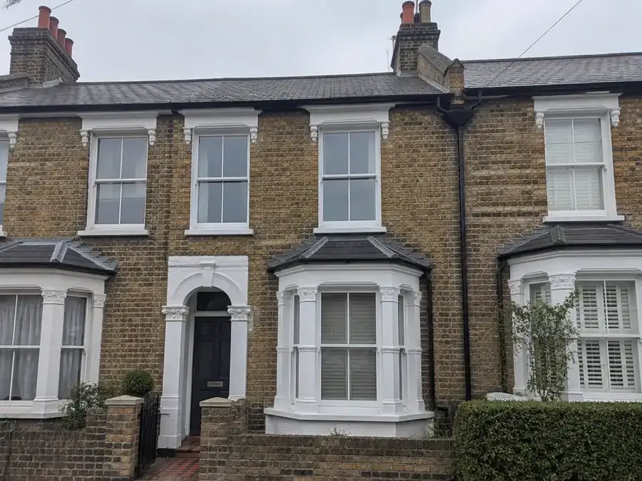 Gutters and a hopper head on a period terraced house in Gravesend