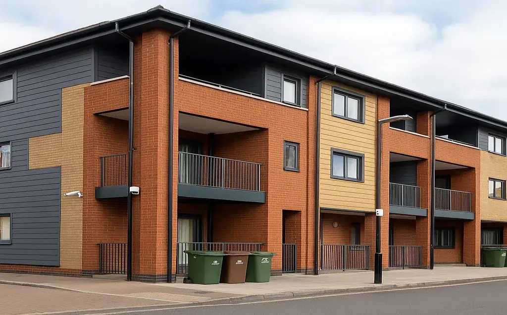 Gutter cleaning on apartment block building in North Kent and South East London